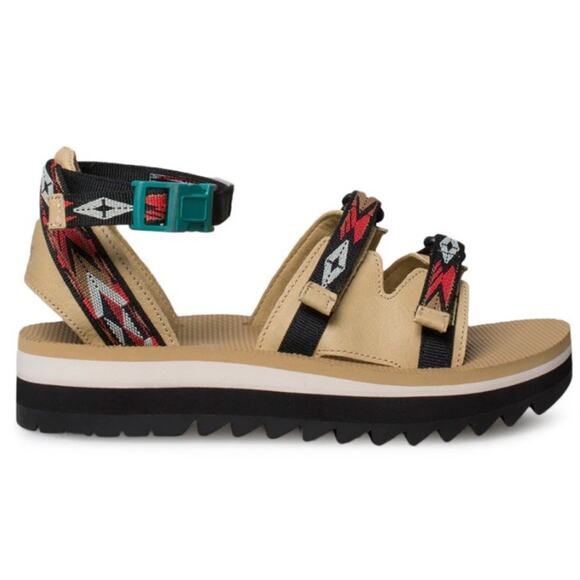 New TEVA Ceres Platform Sandals •Women 9• Fiery Red Double Diamond $145 - Picture 1 of 10